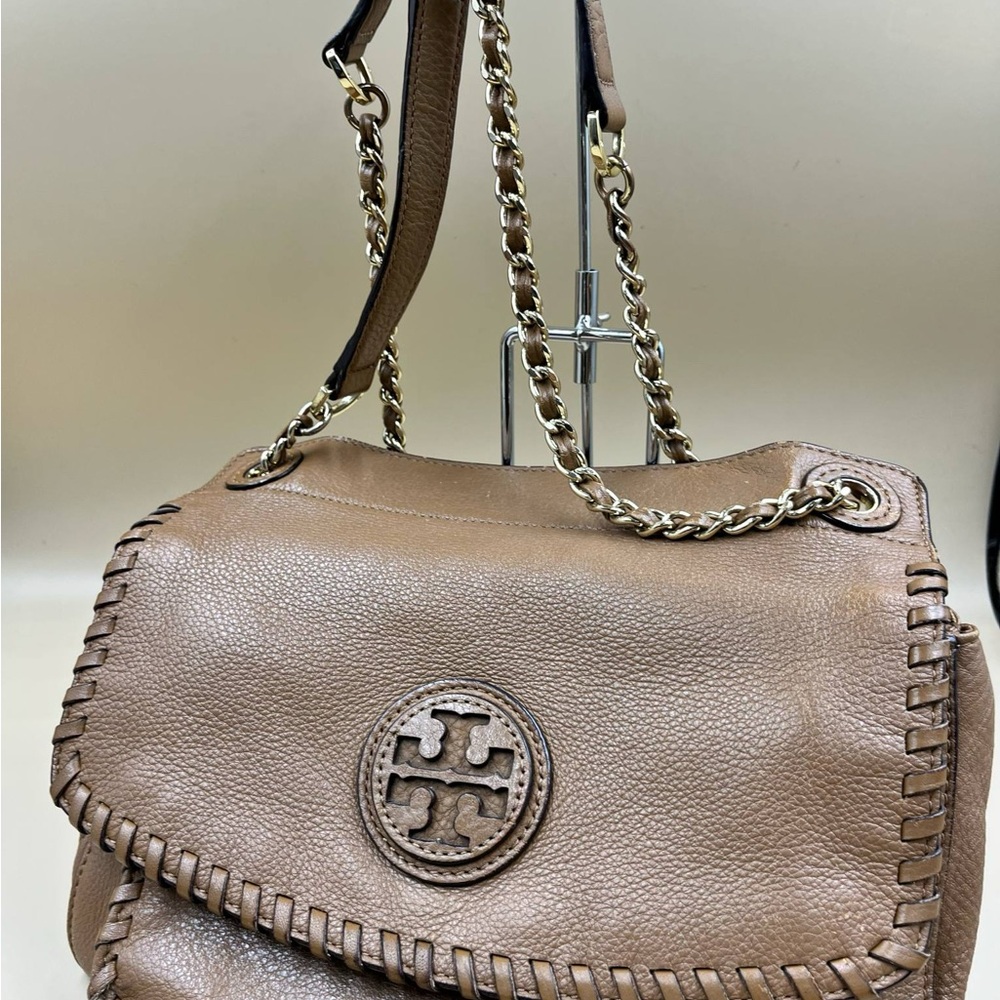 Tory Burch Tan Leather Chain Shoulder Bag